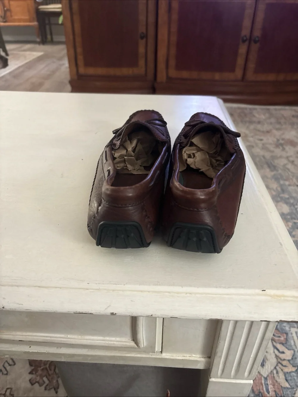 H S Trask Men's Brown Leather Moccasin Loafers 10.5 M